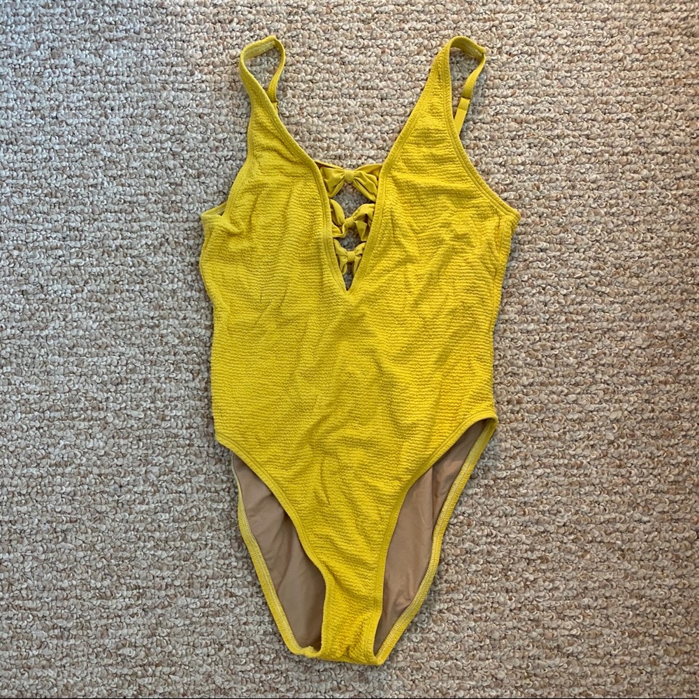 Yellow one piece bathing suit
